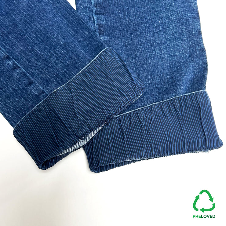 Preloved: Slim-Fit Denim Jeans with Stripe Cuff [Size Cobalt B]