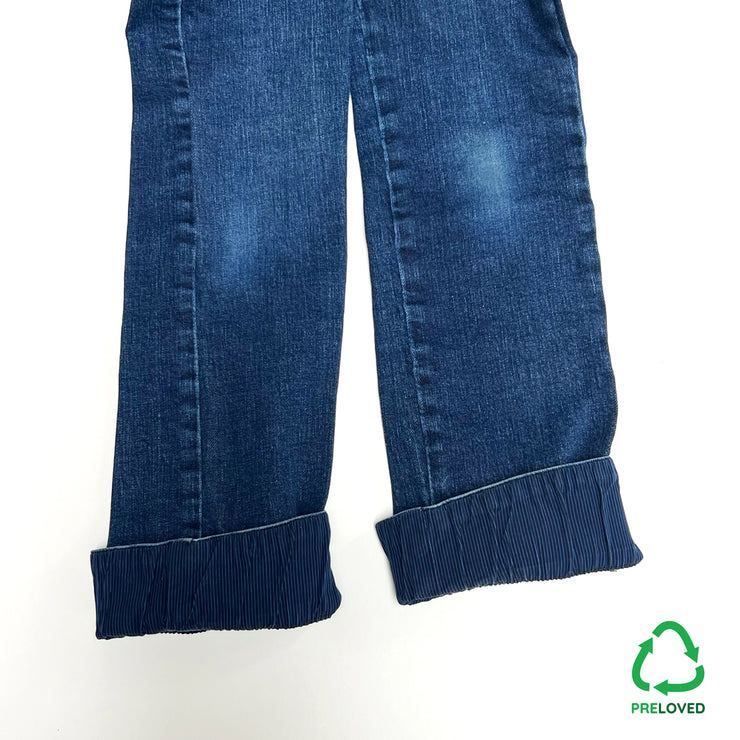 Preloved: Slim-Fit Denim Jeans with Stripe Cuff [Size Cobalt B]