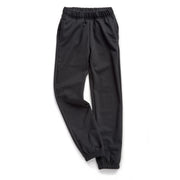 Black Fleece Sweatpants with Elastic Waist and Ankles for Slim Boys and Girls