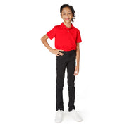 Tall and Thin Girl Wearing Slim-Fit School Uniform Pant in Black