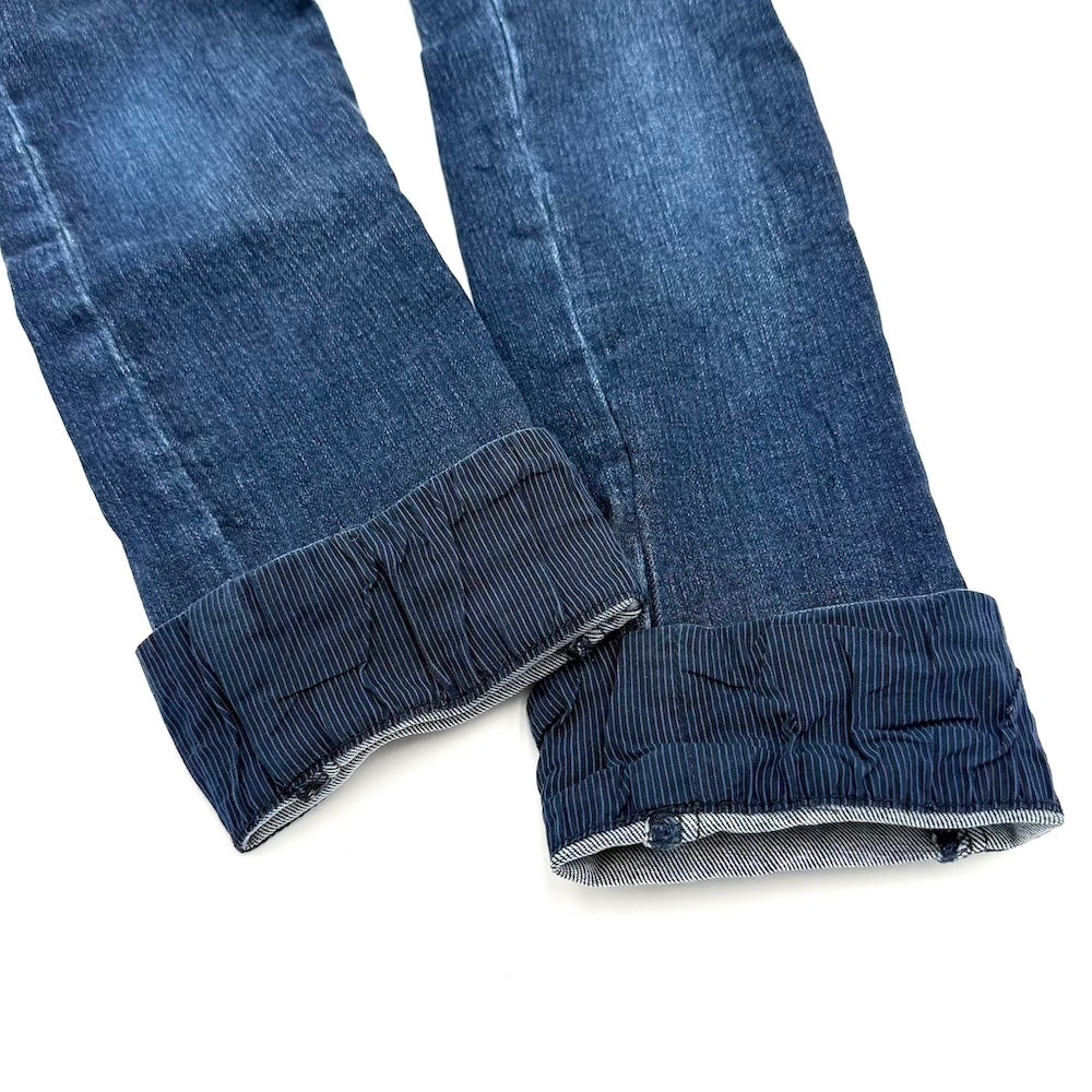 ♻️ Preloved: Cuffed Denim: Striped / Size: Teal A