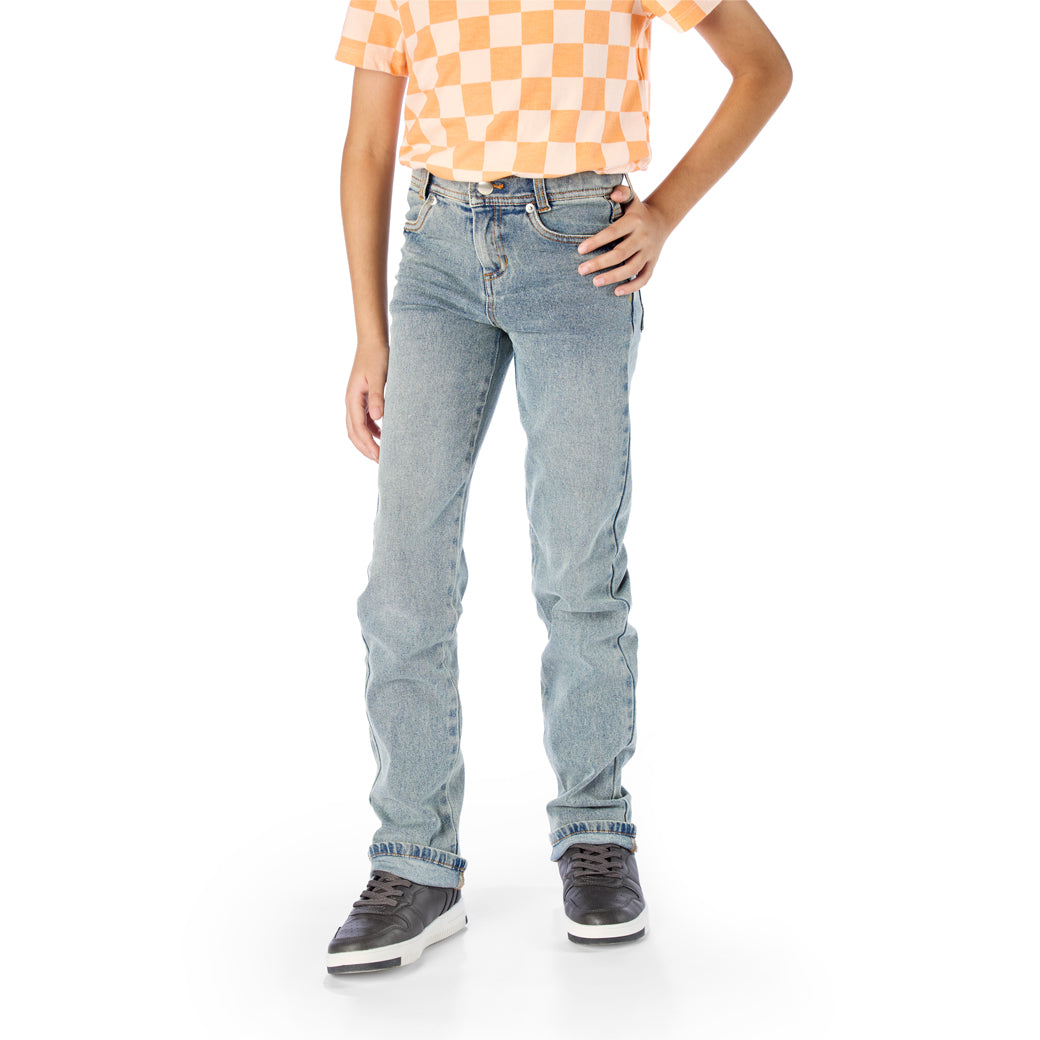 Front of Tall Slim Boy Wearing Light Wash Slim-Fit Jeans / Pants for Peanuts