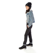 Tall & Thin Tween Girl Wearing Pants for Peanuts Slim-Fiit Fleece Joggers 