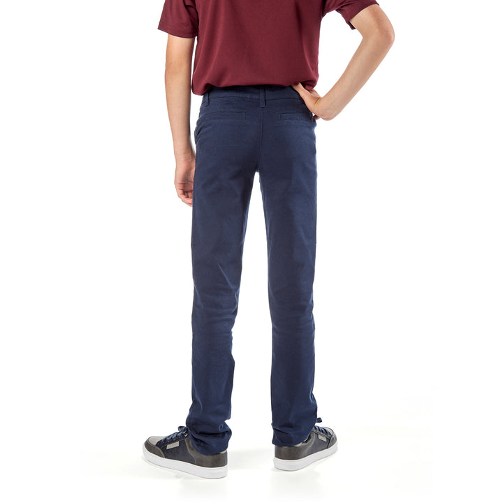 Extra Slim and Long Navy Twill Dress Pant for Tall Skinny 12 Year Old Boy