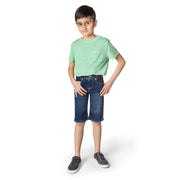 Slim Boy Wearing Extra Long Jean Shorts / Pants for Peanuts