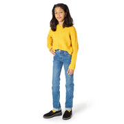 Selvedge Medium Wash Adjustable Waist Slim-Fit Jeans for Tween Girls & Boys