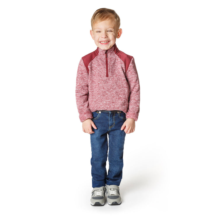 Skinny Toddler Boy in Slim-Fit Extra Long Denim Jeans with Cuff by Pants for Peanuts