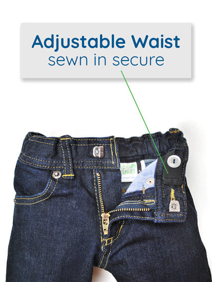 Adjustable Waist Slim-Fit Kids Jeans with Hook and Eye Closure