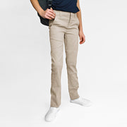 Extra long slim-fit kids twill khaki school uniform dress pants | Pants for Peanuts