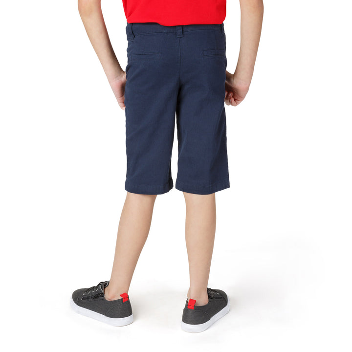 Extra Long Slim-Fit Boys Chino Shorts / Navy / Back Side