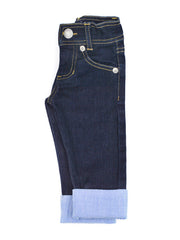 Girls or Boys Slim-Fit Jeans with Adjustable Waist + Pinstripe Cuff 