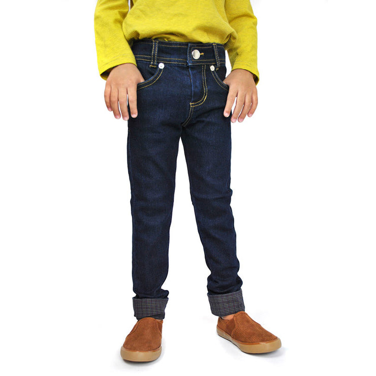 Kids Slim-Fit Denim Jeans with Three Cuff Options
