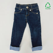 Preloved Slim-Fit Denim Jeans with Peanut Pinstripe Cuff [Size Yellow A]